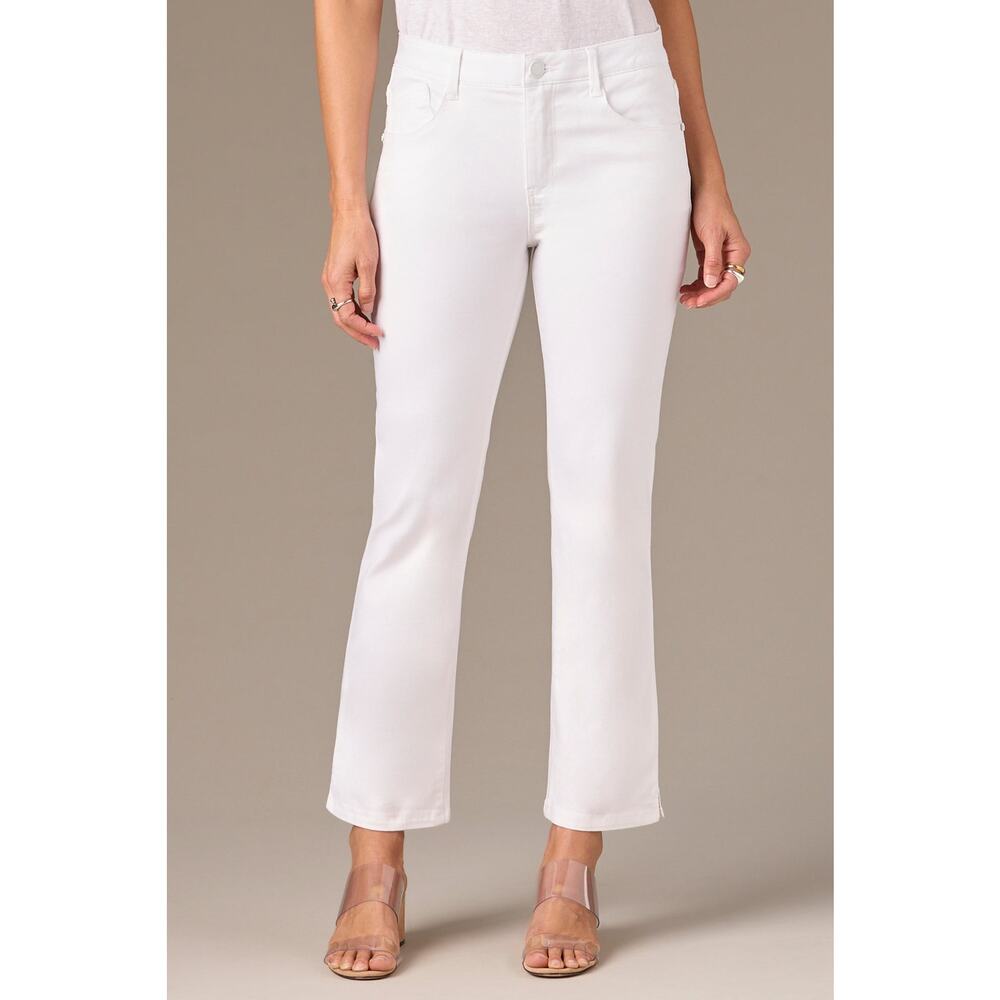 WIT & WISDOM Jeans High Rise Micro Slit Hem Straight Leg Pants, White, Sz 00 NEW